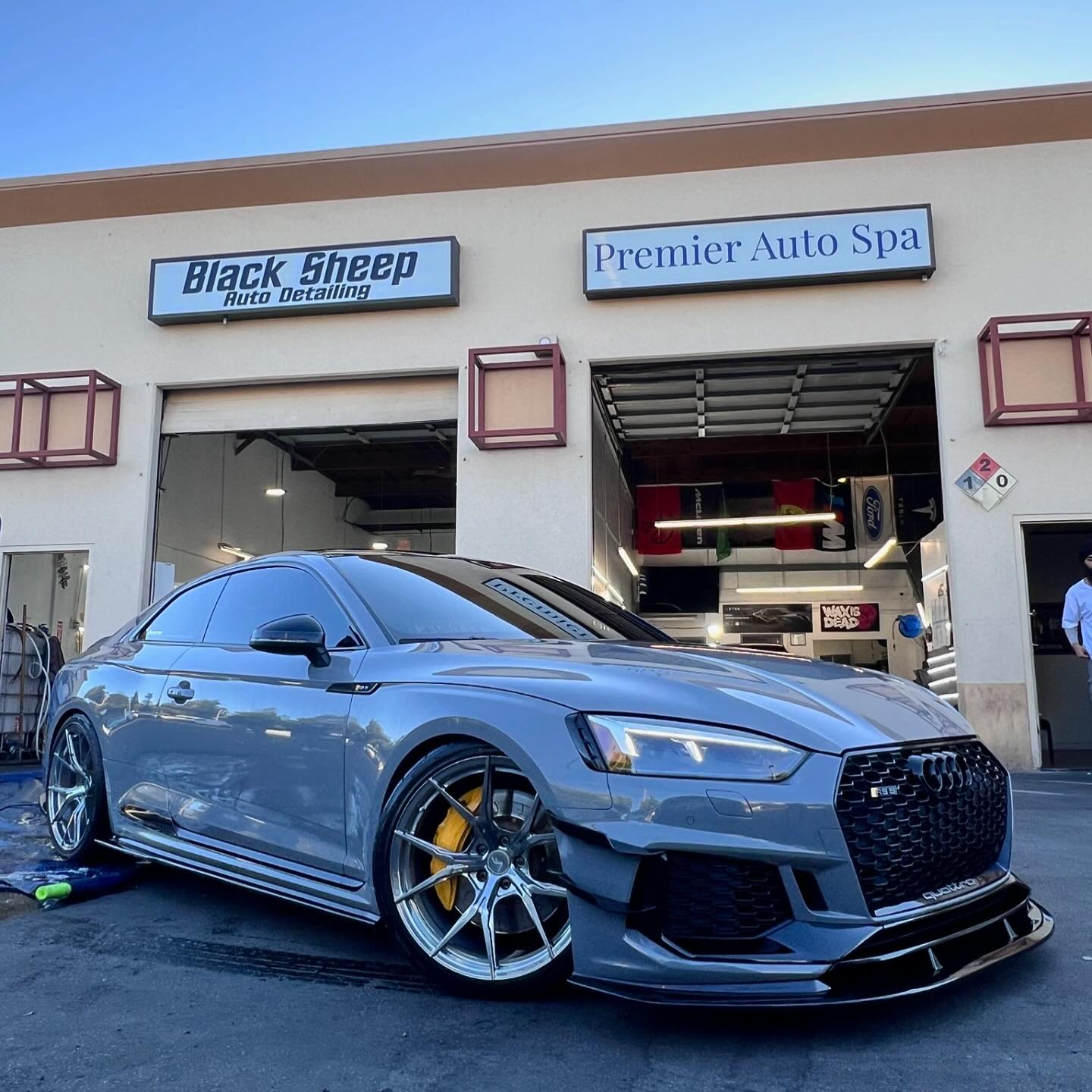 Black Sheep Auto Detailing shop with a detailed Audi